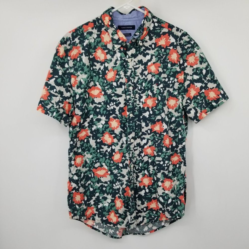 Tommy Hilfiger Custom Fit Floral Button Down Shirt Size Large
